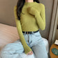Pure Color Spring and Autumn Ladies Half High Neck Long Sleeve Sweater Bottoming Shirt Slim Half High Neck Sweater