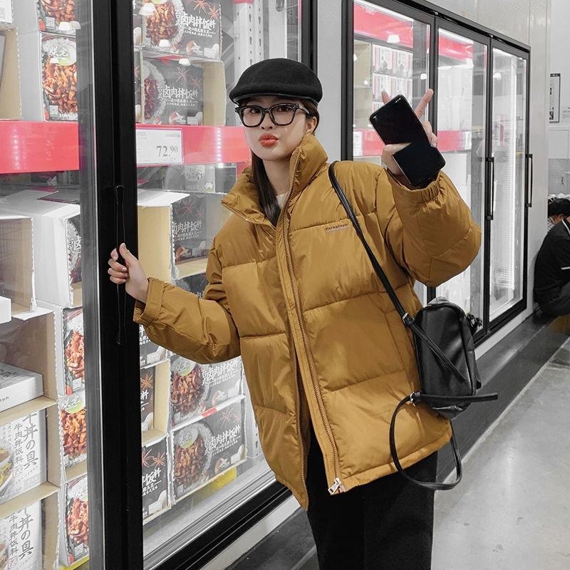 Parka Thick Winter Women Jacket White Cotton Coat Streetwear Short Stand Collar Korean Loose Puffer Jackets Solid Warm Outerwear