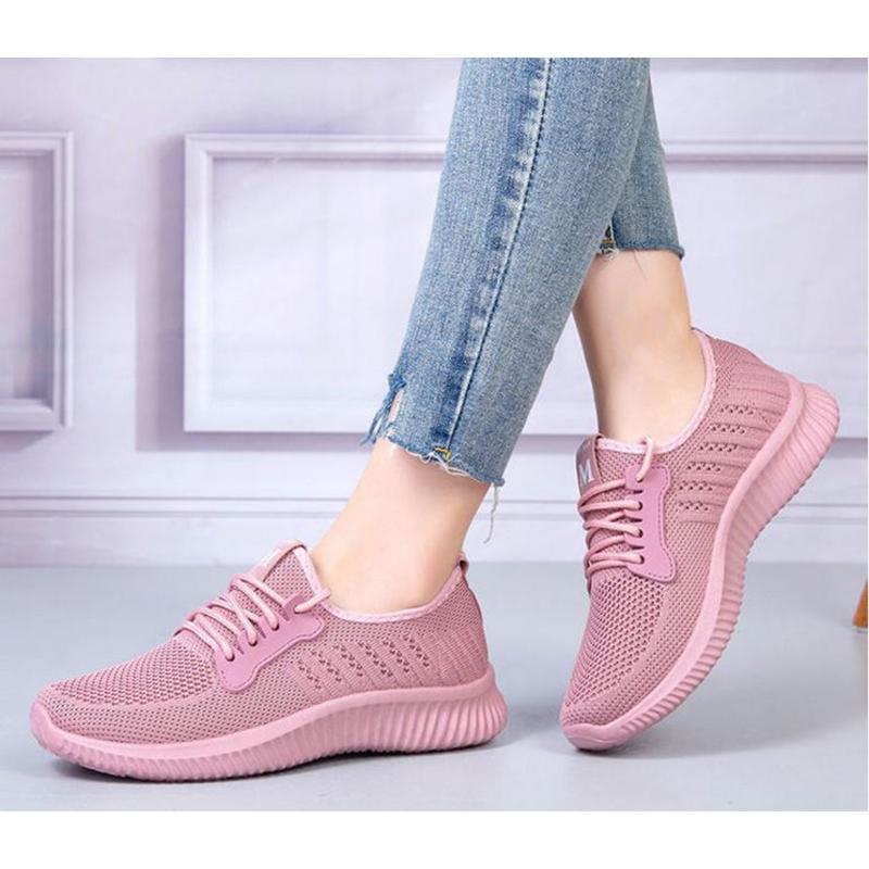 Summer Cloth Shoes Women Flying Woven Breathable Mesh Sports Shoes Flat Casual All-match Net Shoes Soft Sole Shoes