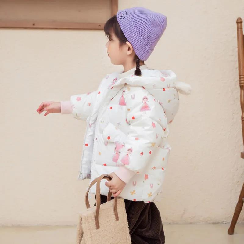 White Duck Down Children's Warm and Windproof Down Jacket Mid-length Winter Padded Jacket