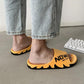 Man's Summer Slippers Anti-slip Indoor Bathroom Flat Slippers Female Soft Sole Letter Print Solid Slippers
