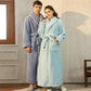 Long Pajamas for Women and Men Autumn Winter Velvet Warm Pyjamas Loose Casual Bathrobe with Belt Solid Color Long Sleeve Home Wear Plus Size Sleepwear