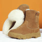 Men's Leather Cold-proof Boots Thickened Wool Warm Snow Boots