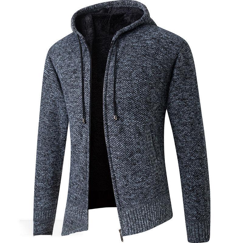Men's Winter Coat Plus Velvet Thickening Fashion Knitted Sweater Coat Cardigan To Keep Warm