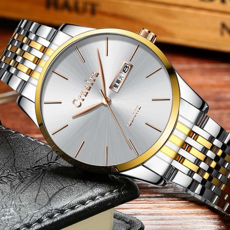 Trendy Men's Watch Leather Quartz Personality Luxury Calendar Wrist Watch Male Simple Business Clock