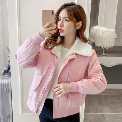 Lamb Wool Coat Women Winter Thick Padded Jacket Small Padded Coat Students All-match Short Padded Coat
