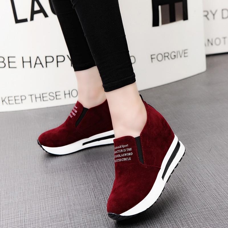 Ladies Leisure Platform Hidden Wedge Heels Slip on Sneakers Shoes