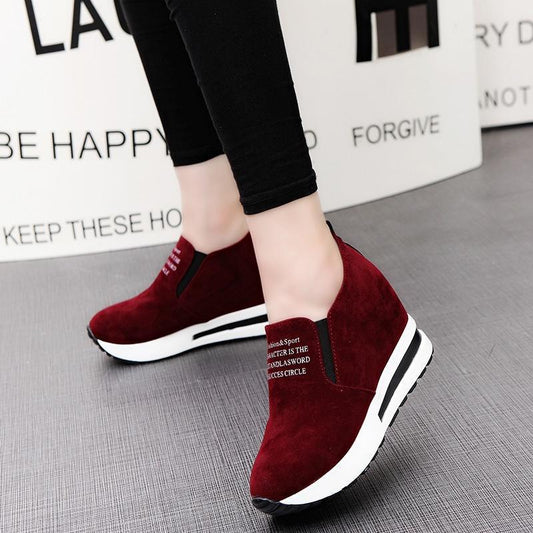 Ladies Leisure Platform Hidden Wedge Heels Slip on Sneakers Shoes