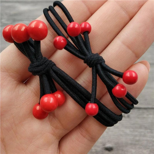 10/100PCS Red Bean Hair Rope Three-in-one Hair Accessories Knotted Head Rope Black High Elastic Hair Tie Girls Ponytail Headband