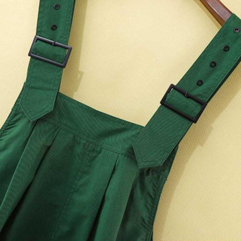Salt-tie Bib Pants Women Summer Thin Loose Green Wide-leg Pants Workwear Jumpsuit Straight Pants