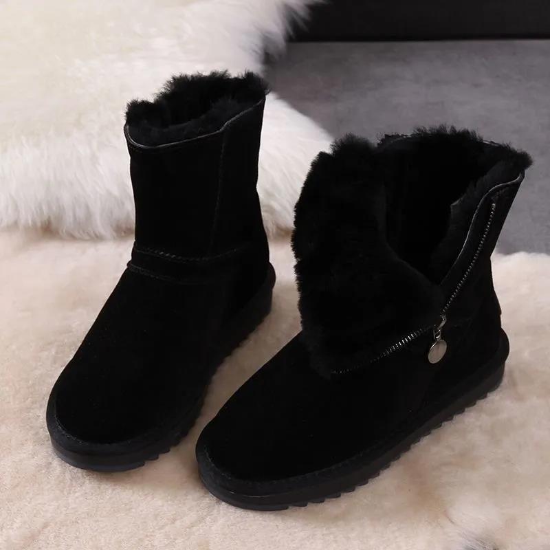 Women's High-top Cotton Shoes Winter Flat Boots Plus Fleece Shoes All-match Warm Girls Snow Boots