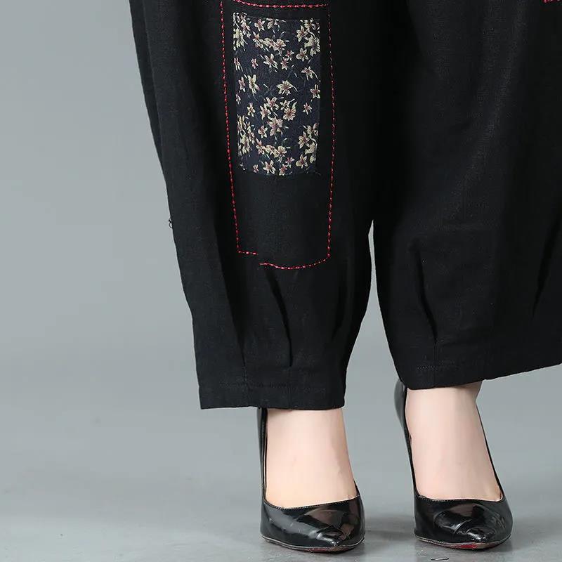 Summer Cotton Linen Radish Pants Ethnic Wind Complex Harem Pants Casual Loose Large Size Bloomers Women