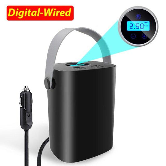 Digital/Pointer Car Air Pump Car Tire Inflator Tire Pressure Tester Handle 150PSI Portable for 12V Car Motorcycles Bicycles