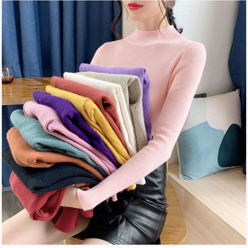Pullover Sweater Top Women Fall/winter Inner Wear Bottoming Shirt Slim Tight-fitting Turtleneck Pullover Sweater