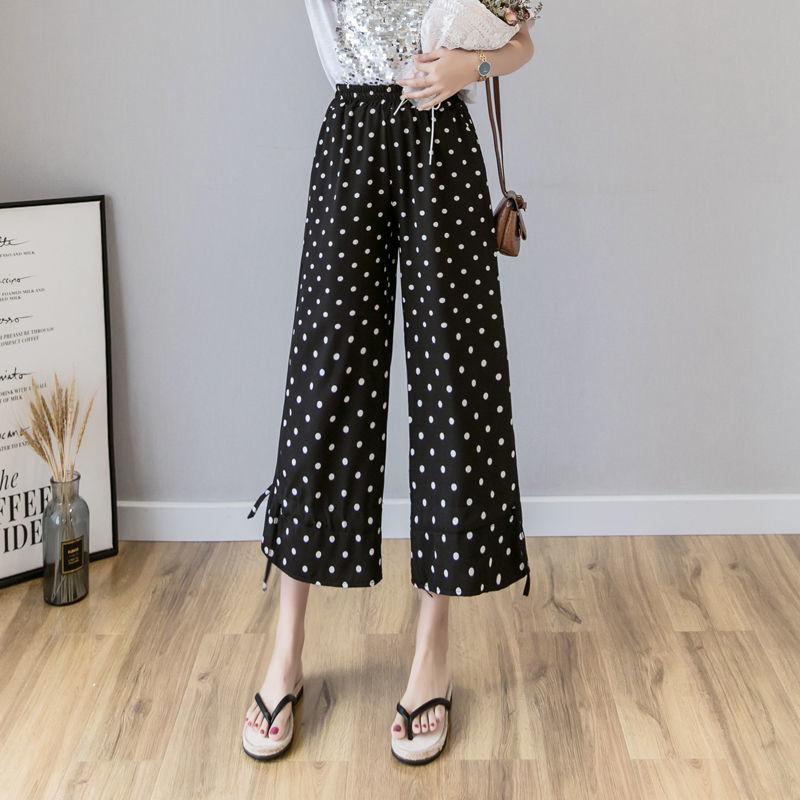 WTEMPO Chiffon Harem Trousers Summer Cool  Thin Women Loose High Waist Wide Leg Straight Trousers Casual Comfortable Office Home Go Out Party