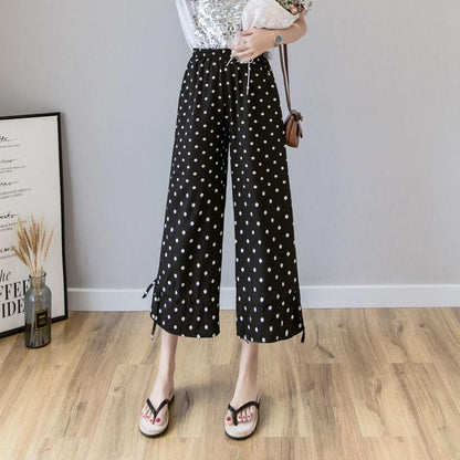 WTEMPO Chiffon Harem Trousers Summer Cool  Thin Women Loose High Waist Wide Leg Straight Trousers Casual Comfortable Office Home Go Out Party