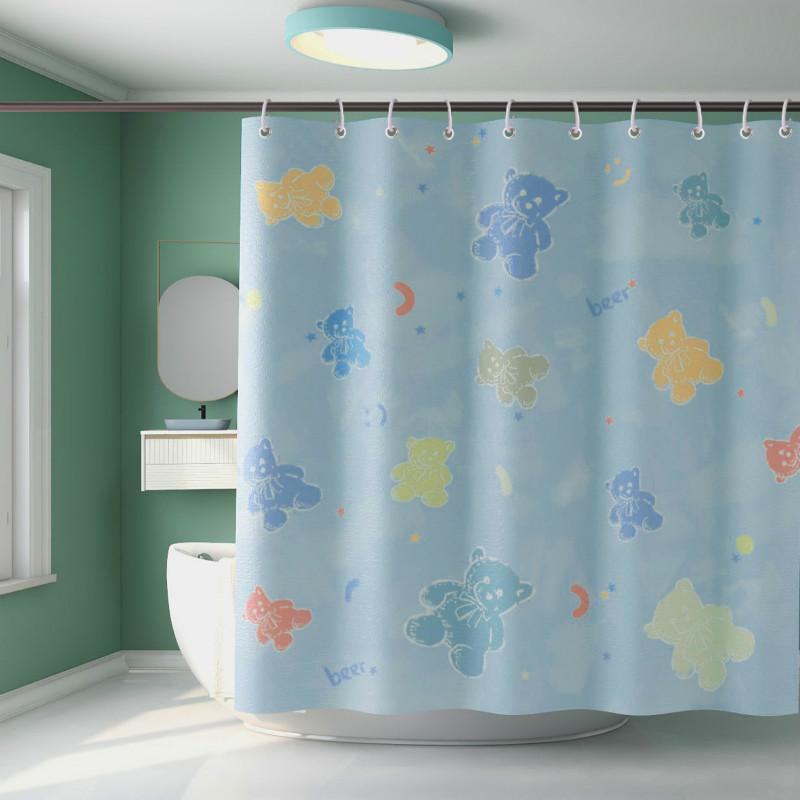 Shower Curtain Sanitary Partition Door Curtain Shower Curtain Fabric Waterproof and Mildew Proof Shower Curtain