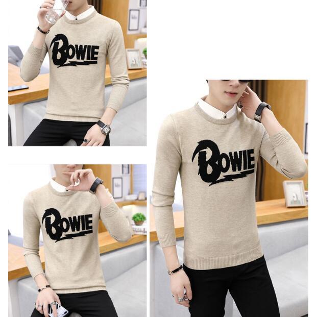 Letter Sweater Men Long Sleeve Pullovers Outwear Man Sweaters Tops Slim Fit Knitting Clothing