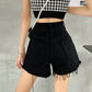 Black Denim Shorts Women's Summer Design Raw Edge Wide-leg Pants Women's Loose Casual