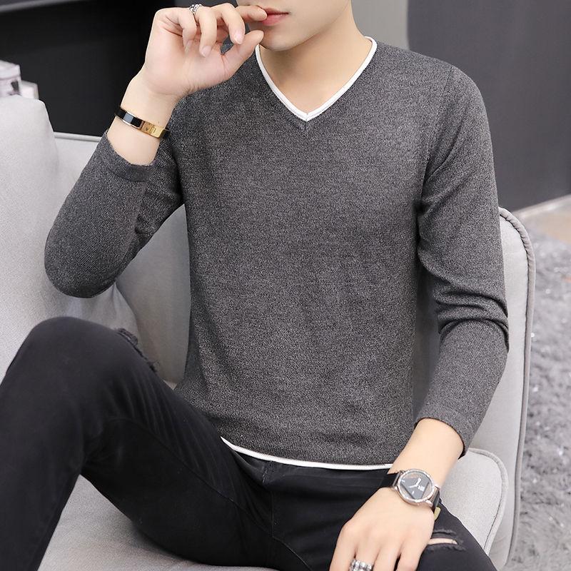 Sweater Men's Round Neck Sweater Pure Color Korean Version of The Trend of Autumn and Winter Warm and Comfortable Bottoming Shirt Slim Fit