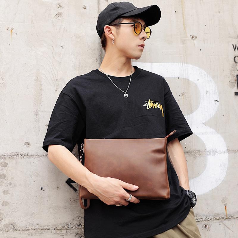 Business Briefcase Men Retro Brown Waterproof Soft Leather IPad Tote Shoulder Bags Computer Bag