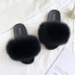 Furry Slippers for Women The Same Style In Summer Fashion Real Fox Fur Slippers Plus Size Female Sandals