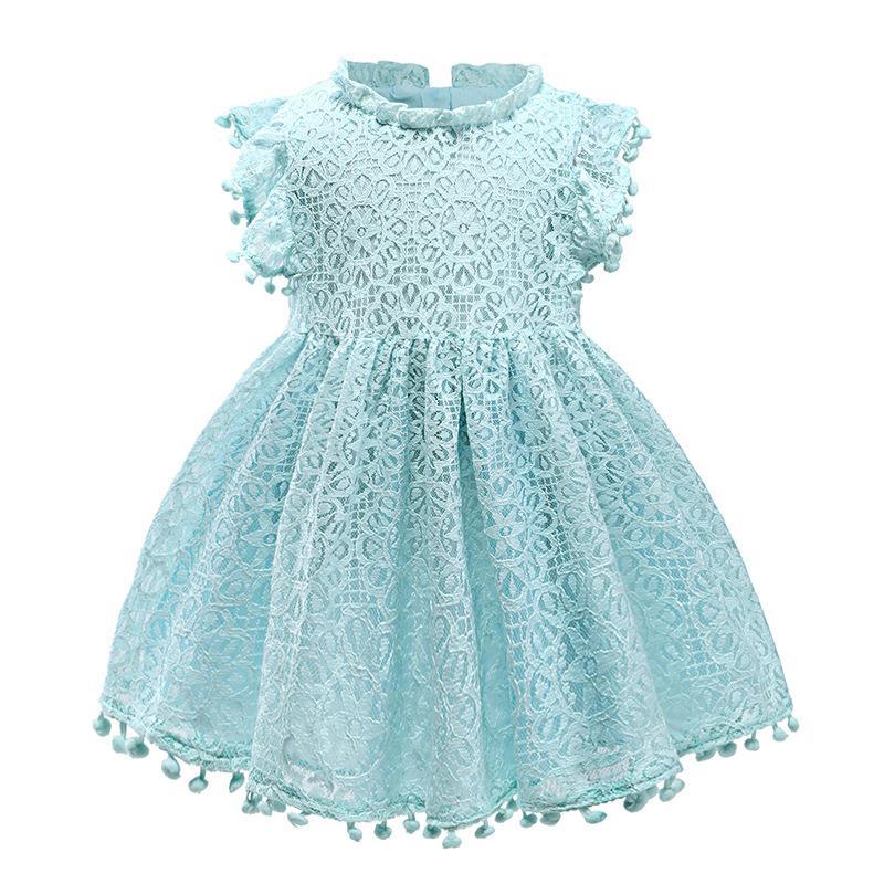 Princess Dress Children's Summer Cotton Dress Girls Korean Style Lace Flying Sleeves Hollow Child