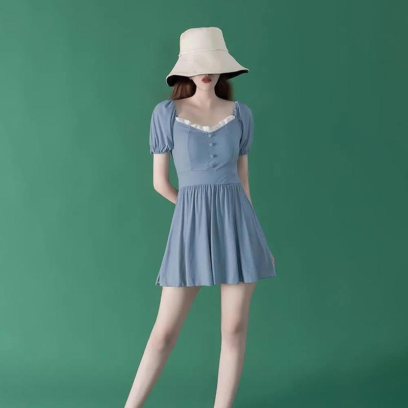 Swimsuit Women Cover Belly Slim Cute One-piece Skirt Swimsuit A-line Skirt Ladies Sweet One-piece Skirt Swimsuit