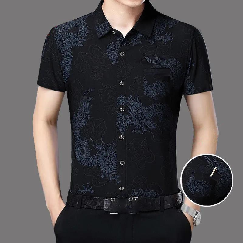 Summer Men's Short-sleeved Floral Shirt Young and Middle-aged Loose Large Size Casual Wear Dad Shirt