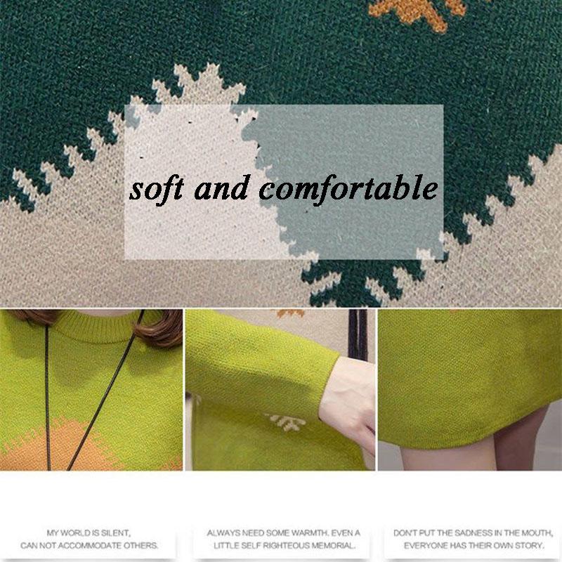 Mid-length Pullover Sweater Women All-mach Loose Large Size Thick Knitted Sweater dress Autumn Winter