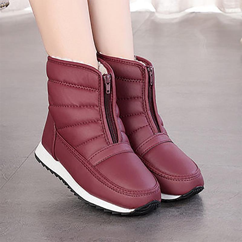 Women's Snow Boots Short Tube Non-slip Cotton Shoes Waterproof and Velvet Warm Flat Bottom