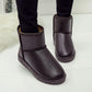 Women Snow Boots Pu Leather Ankle Boots Flat Bottom Waterproof Non-slip Plus Velvet Snow Boots Woman Shoes Large Size 36-40