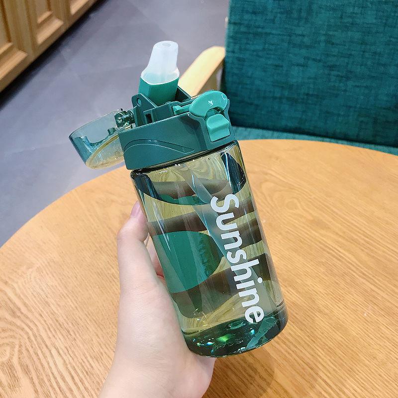 Water Cup Unisex Simple Plastic Cup with Straw Large Capacity Portable Fitness Anti-fall Cup