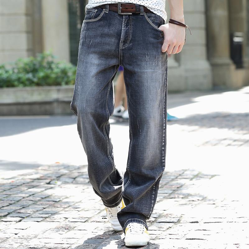 Mens Jeans Plus Size Loose Casual Straight Denim Pants Retro Gray Blue Baggy Streetwear Skateboard Jeans Trousers Male Jeans