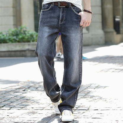 Mens Jeans Plus Size Loose Casual Straight Denim Pants Retro Gray Blue Baggy Streetwear Skateboard Jeans Trousers Male Jeans