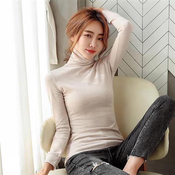 High-neck Women's Bottoming Shirt Autumn and Winter High-quality Core-spun Yarn Sweater Trendy Fashion Knit Sweater Sexy Slim Women's Top
