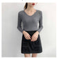 Autumn Winter V-neck Bottoming Shirt Sweater Women's Slim Was Thin Wild Pullover Sweater