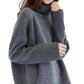 Pofulove Thick Sweater Women Large Size High Collar Casual Fashion Loose Wild Lady Pullover Sweater