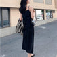 Female Summer V-neck Satin Medium Length Simple Casual Light Mature Style Korean Elegant One Piece Bottom Strap Dress