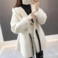 Autumn and Winter, Women's Casual Hooded Waist, Water Velvet Cardigan Net Red Knit Jacket Loose