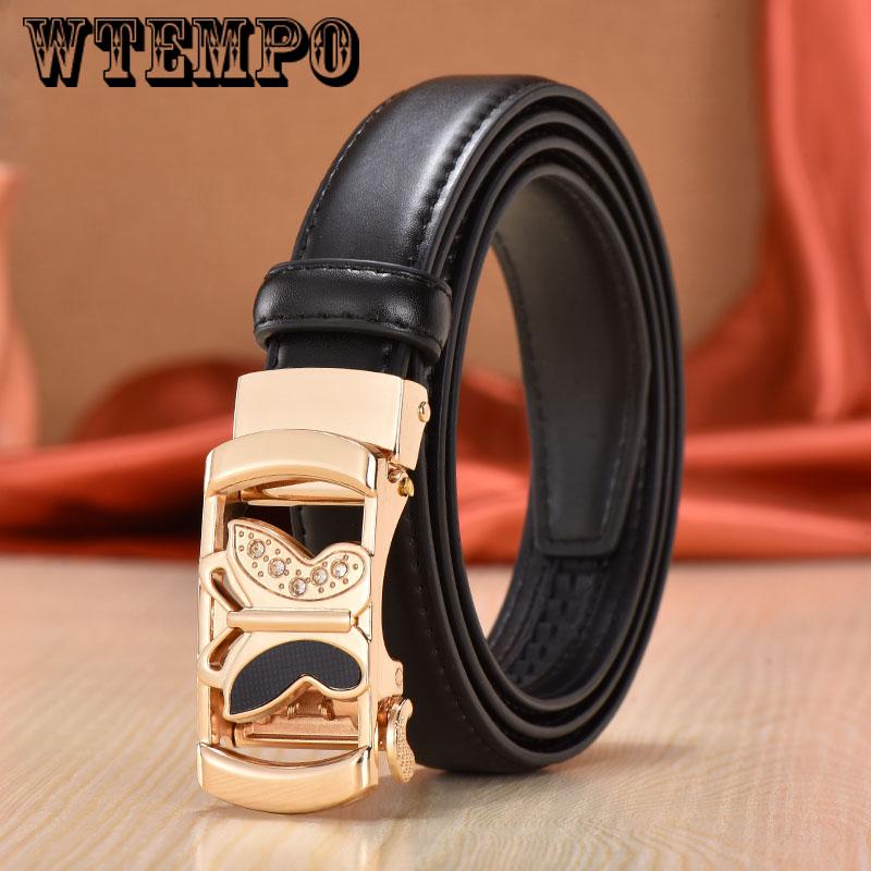 Genuine Leather Belts for Women Automatic Buckle Waist Belt for Jeans Pants Designer Waist Belt