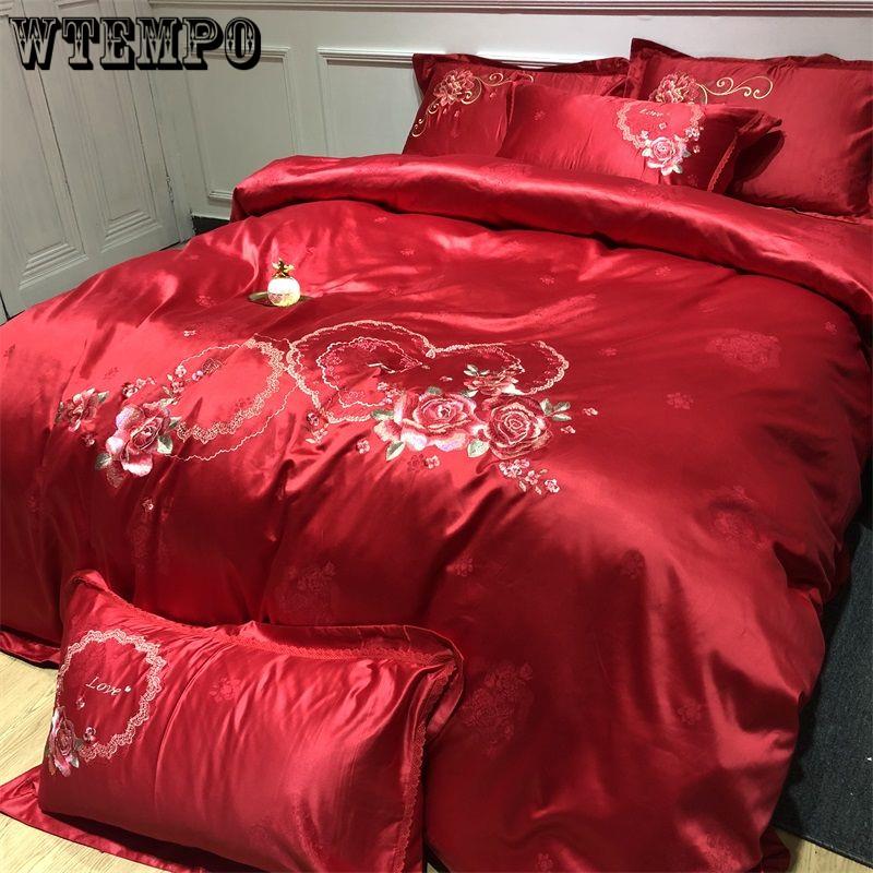 Luxury Satin Egyptian Cotton Bedding Set Solid Color Striped Duvet Cover Flat Sheet King