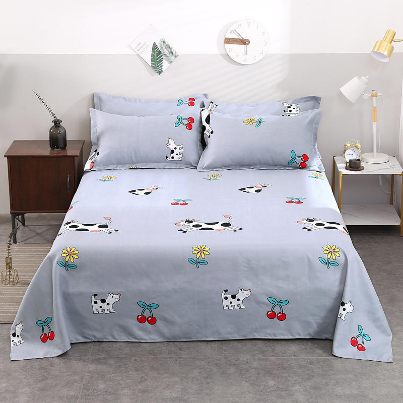 Single Bed Sheet Double Bed Single and Two Pillowcases Skin-friendly Sanded Bed Sheet Four Seasons General Washing Cotton Cloth Good Air Permeability