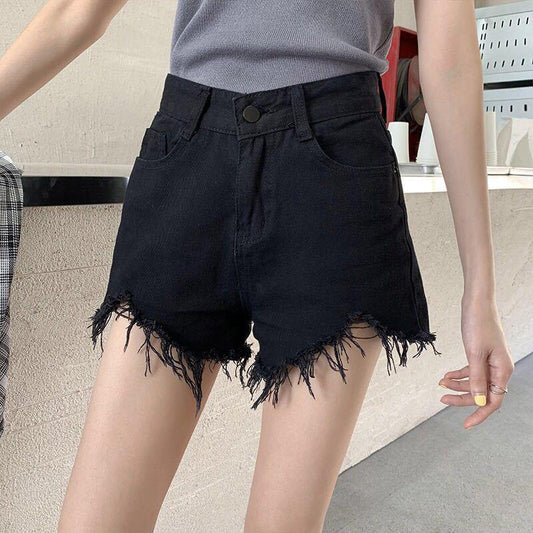 Shorts Women Summer Loose All-match Jeans High Waist Slim Frayed Wide Leg Pants