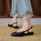 Fairy Style French Single Shoes Women Summer Mid-heel Thick-heeled Small Leather Shoes with Skirt One-word Buckle Sandals