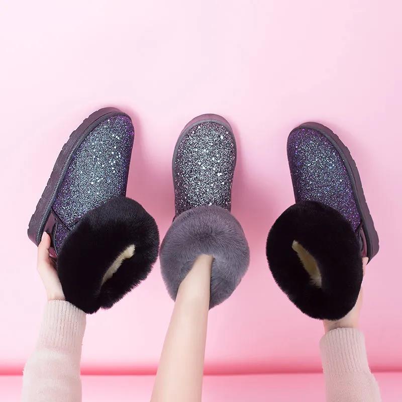 Thickened Snow Boots Women's Short Tube Short Boots with Wool Winter New Non-slip Thick Warm Cotton Shoes Plus Cashmere Boots for Children