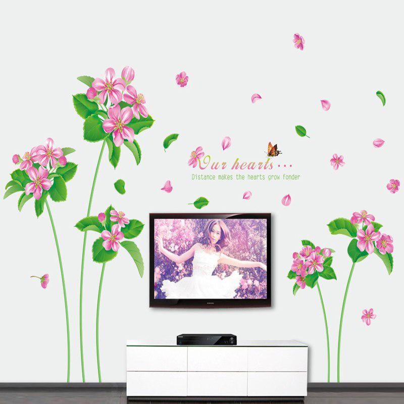 [Wall sticker] big flowers butterfly gren grass vinyl diy wall stickers for kids rooms bedroom livin
