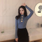 Lapel Knit Sweater Long-sleeved Bottoming Shirt Autumn and Winter Women's Korean Version of The Wild Slim Slimming Inner Style Sweater Women