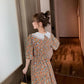 Ladies Chiffon Dress Summer Idyllic Floral Skirt Female Long Waist Waist Slimming Bottoming Dress Fabric Light and Breathable
