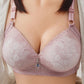 Lace Pattern Diamond Pendant Large Size Thin Bra Without Steel Ring Gathered Sexy Bra Ladies Underwear Light and Breathable